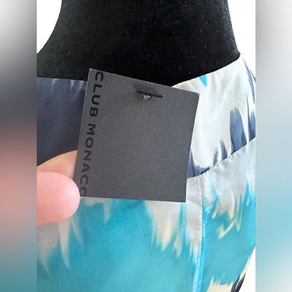 NWT CLUB MONACO 100% Silk Retro Shift Midi Dress Size 8 - Picture 8 of 13